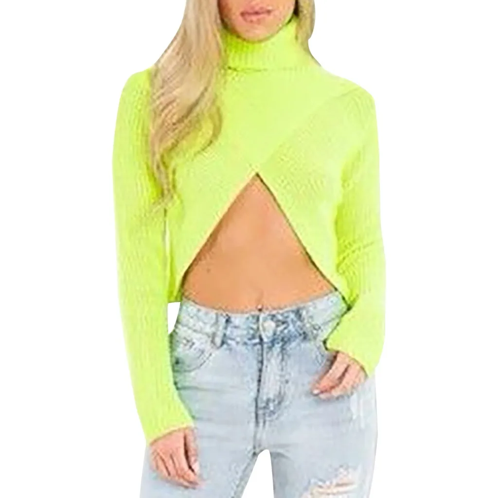 Womail Turtleneck Sweater women Autumn Winter Long Sleeve Short Women Streetwear Solid Knit Sweaters 802#3 | Женская одежда