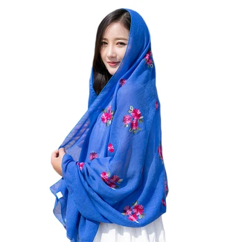

New Hot Women Floral Embroidery Long Scarf Anti Ultraviolet Shawl Spring Summer Autumn SMR88