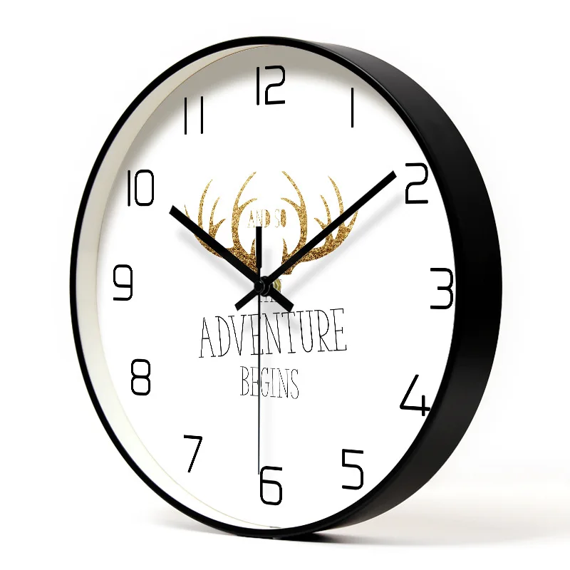 

[EOPU 1051 "Black And White with Pattern-Style Metal Wall Clock Living Room/Bedroom/Restaurant-Ring for a Generation of Fat