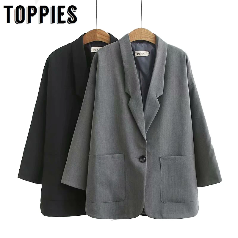 

Loose Single Button Suit Jacket Plus Size Oversize Coat Solid Color Korean Style Women Outwear 4XL