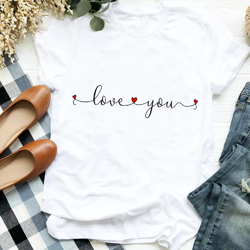 Женская одежда с надписью Valentine Heartbeat Love женская футболка принтом для женщин топ графическим