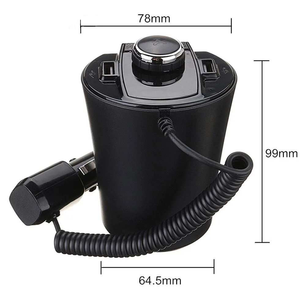 Multi Function Dual USB Ports Car Charger Cup Holder 5V 2.1A Cigarette Lighter bluetooth Car Kit FM Transmitter Support TF card