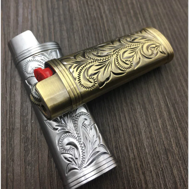 

Metal Armor Gas Lighter Shell Arabesque Hollow carving J5 Lighter Case General Plastic Body Protection Lighter cover