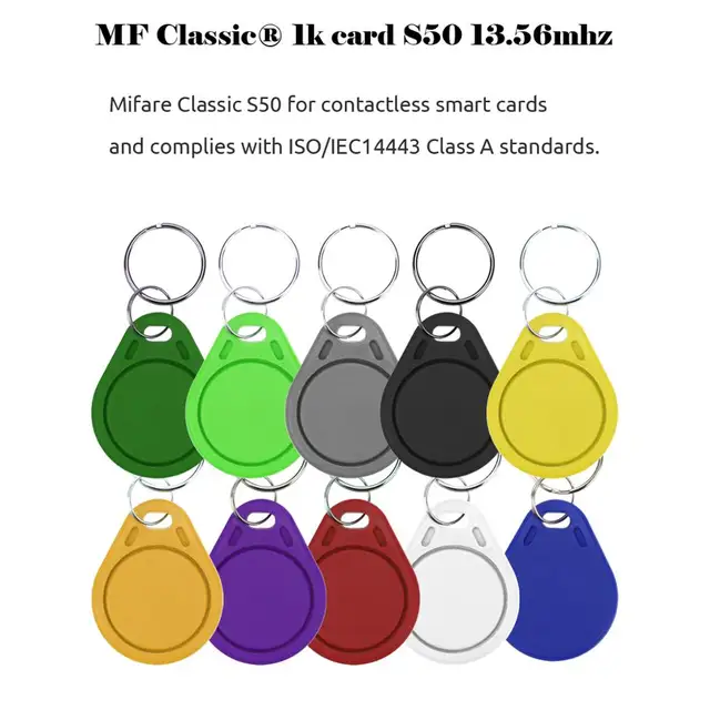10pcs 13.56MHz IC M1 S50 Keyfobs Tags Access Control RFID Key Finder Card Token Attendance Management Keychain ABS Waterproof 2
