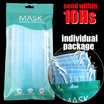 

10pcs/bag High Grade Filter Disposable Face Mask 3 ply Protective Masks Dust PM 2.5 Hygiene mouth Mask
