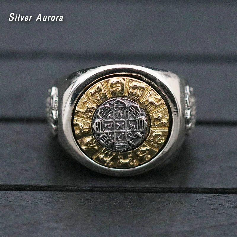 Etnische Draaibaar Paar кольцо Echt 925 пробы zilveren Sieraden Tai Chi Знаки зодиака кольцо Mannen Vrouwen Sieraden
