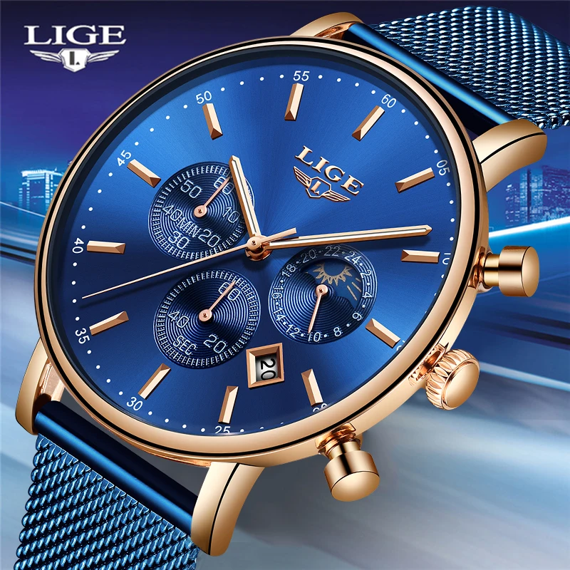 Lige Fashion Men Watches Male Top Brand Luxury Quartz Watch Men Casual Slim Dress Waterproof Sport-2
