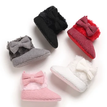 

New Winter Warm First Walkers Baby Ankle Snow Boots Infant Crochet Knit Fleece Baby Shoes For Baby Boys Girls