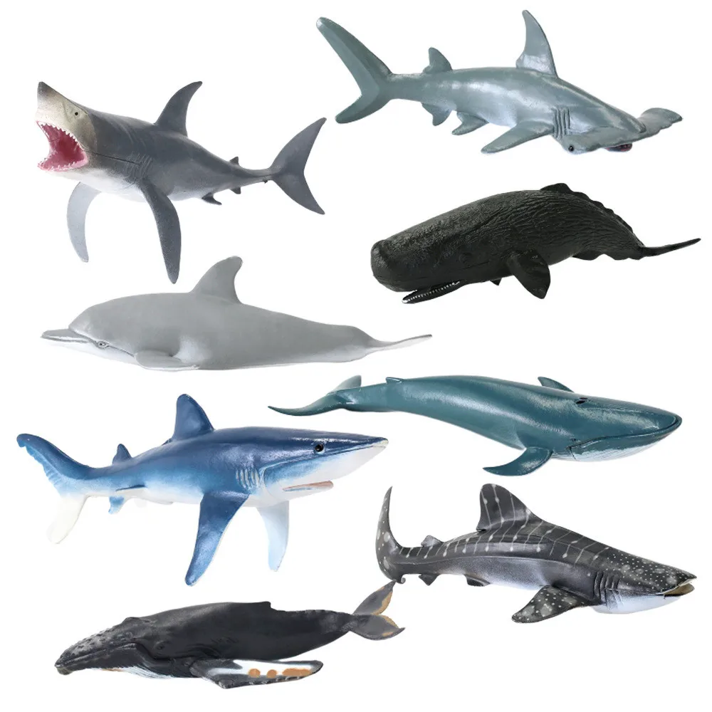 17-21 см полые морские животные модель животное горбатый Дельфин сперма Молот Акула синий пилот КИТ Акула Белуга игрушки подарок