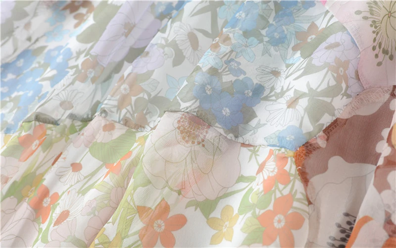 [LIVIVIO] Французская Ретро Маленькая свежая Цветочная юстома юбка длинное платье женский сладкий темперамент гофрированный Печатный Топ двухсекционная юбка