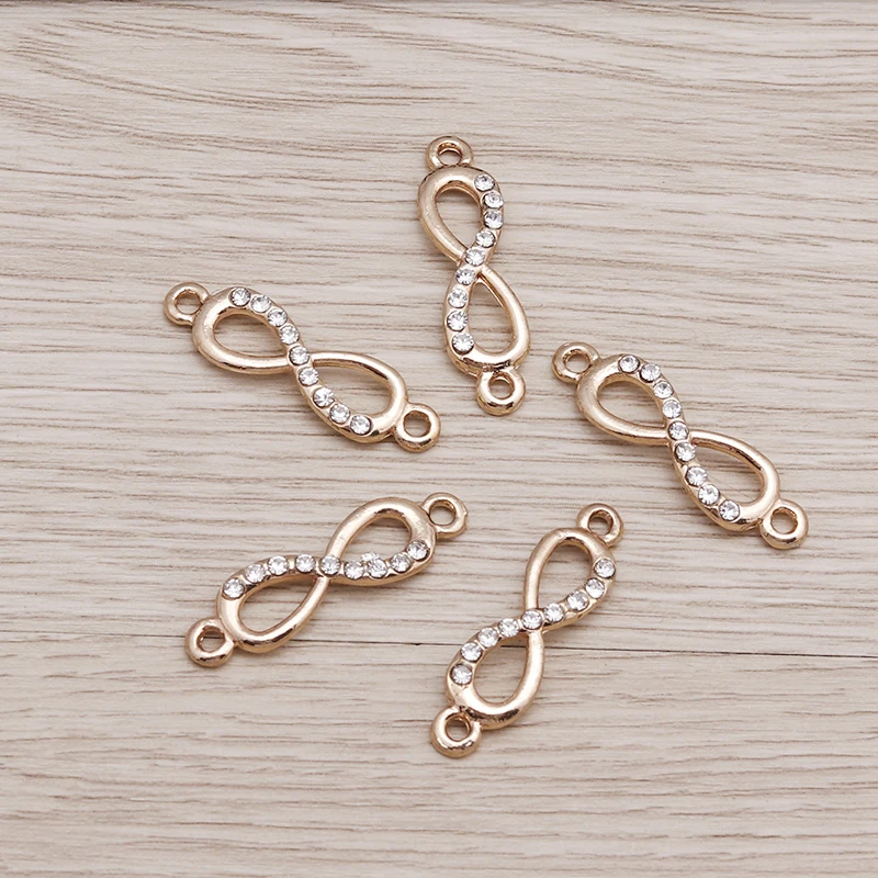 레슬리 20pcs 23x10mm 크리스탈 인피니티 매력 보석 만들기 패션 귀걸이 펜던트 팔찌 목걸이 매력 액세서리