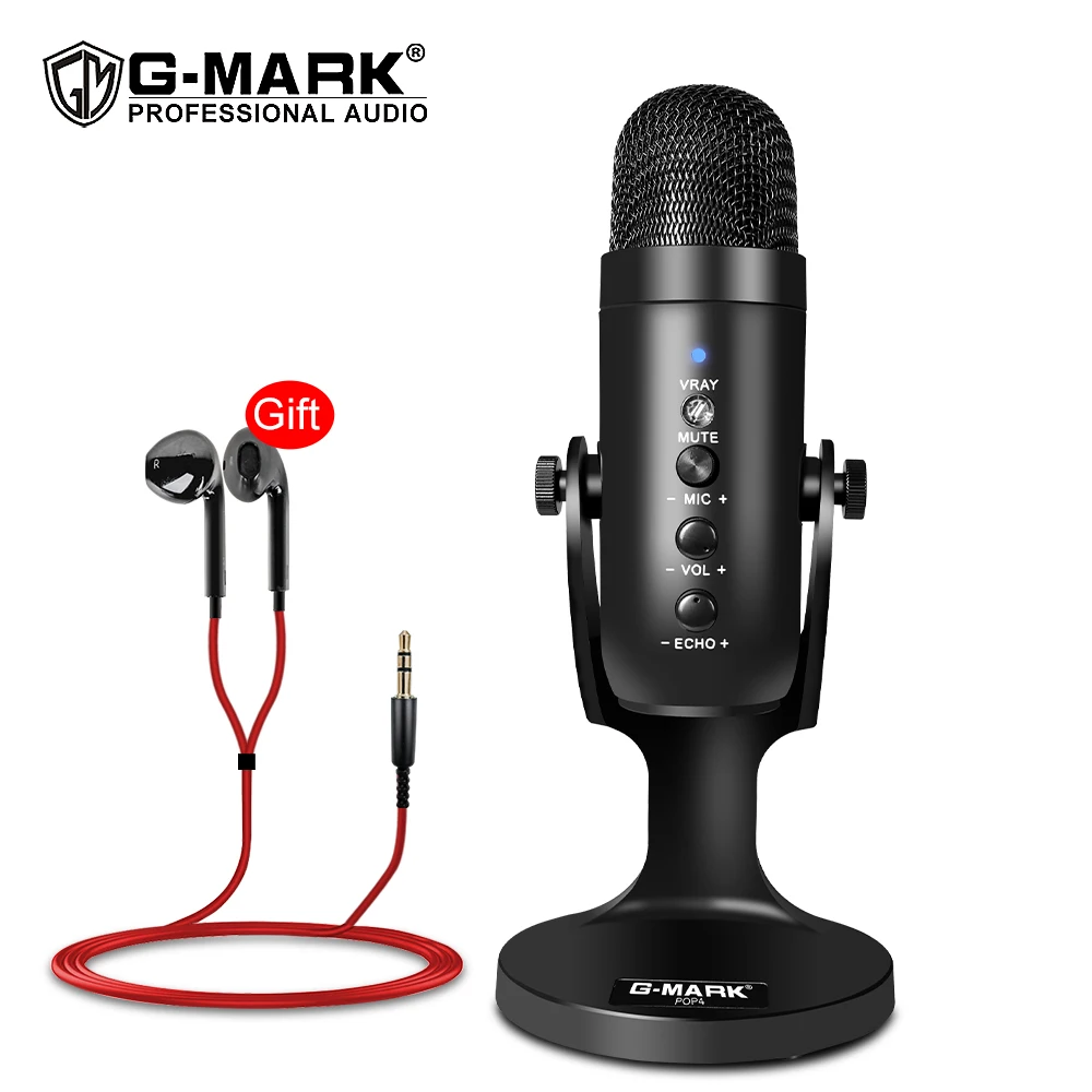 Condenser Microphone G-mark Pop4 Usb Tabletop Mic Asmr Echo Real-time  Monitoring Cardioid For Studio Recording  Live - Microphones -  AliExpress