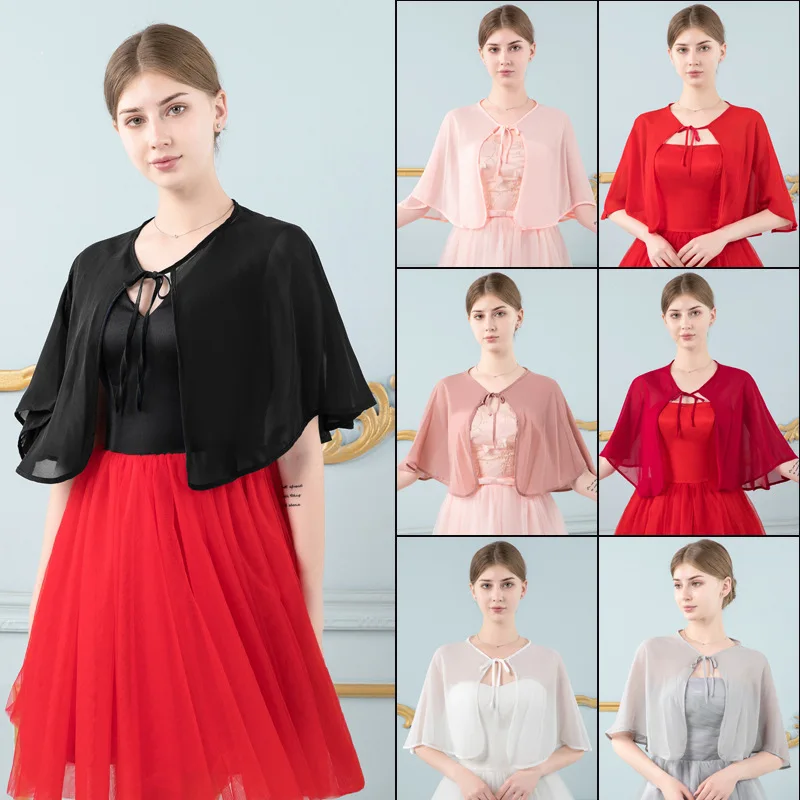 

Korean evening shawl European and American vintage wedding chiffon cardigan large size sleeveless shawl