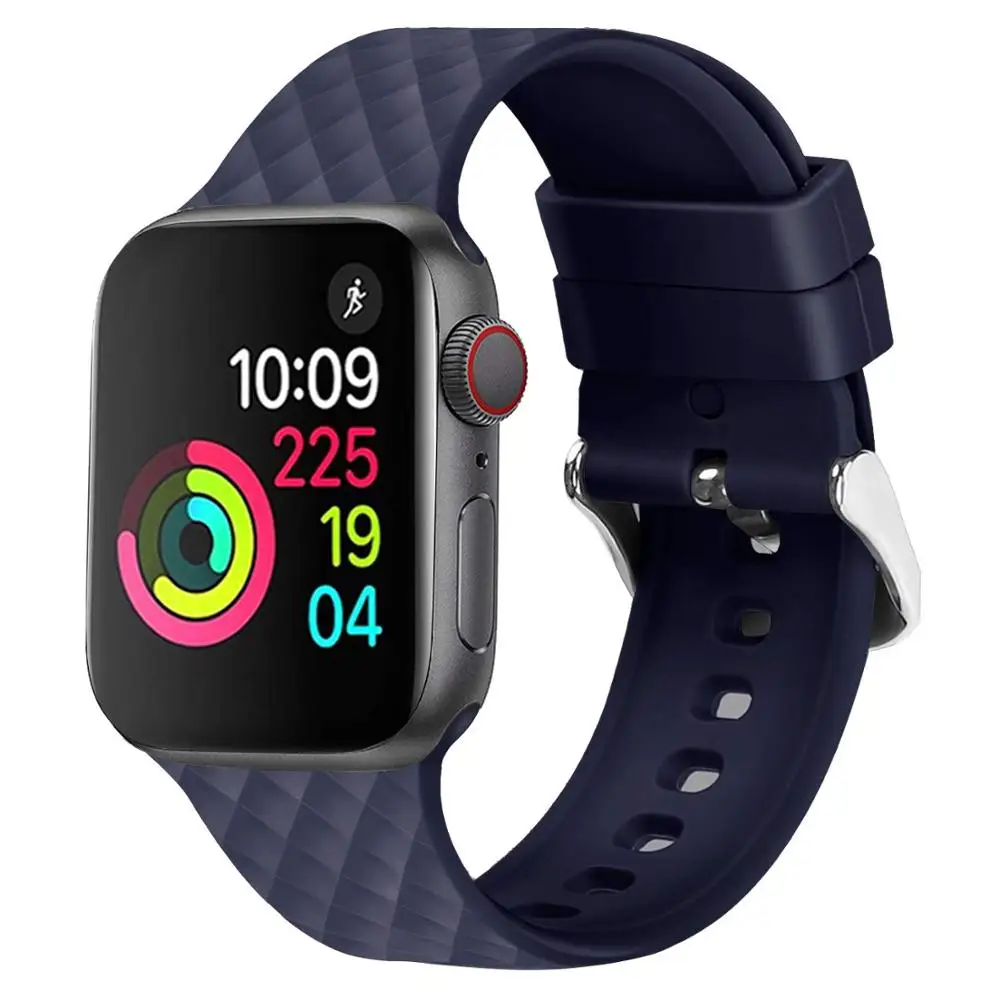 Силиконовый ремешок для Apple watch 5 ремешок 44 мм 40 мм iwatch 4 5 3 2 1 ремешок 38 мм 42 мм ромбический узор ремешок для часов аксессуары для браслетов