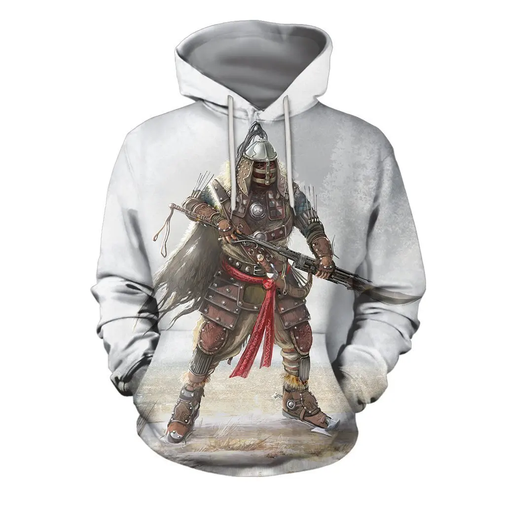 

3D All Over Print Mongolian Warrior Hoodie Sweatshirts Men New Autumn Spring Brand Hooded Hoodie Hip Hop Men's Sweatshirt
