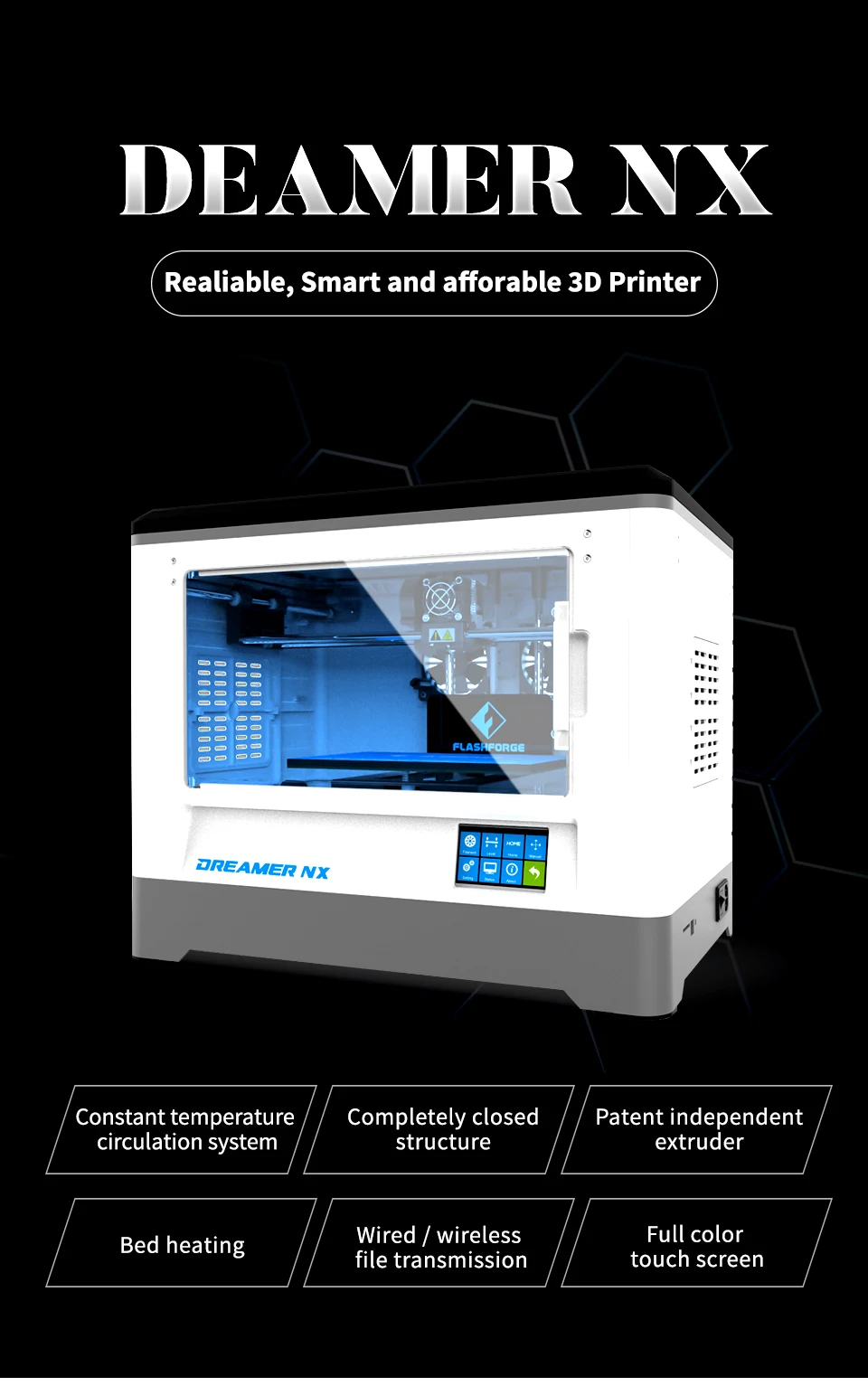 3 d printer Flashforge Dreamer NX 3D Printer Fully Assembled 240℃ High Temp Single Extruder Work with PLA, TPU 95A, ABS, PETG for Family Use best 3d printer