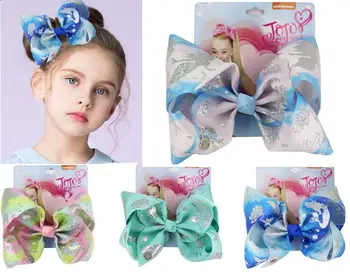 

1pieces 7" hair bow hair clip Mermaid Printed ribbon Bowknot For Girls Handmade Boutique bows Hair Accessories for kids girls