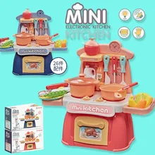 Casa de juegos para niños, cocina de verduras y frutas, juguete gourmet de simulación, sonido y luz, mini aparador de cocina