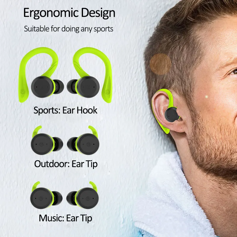 TWS True беспроводные наушники V5.0 Bluetooth наушники IPx7 водонепроницаемые 3D стерео звук беспроводные наушники с 650 мАч зарядный чехол