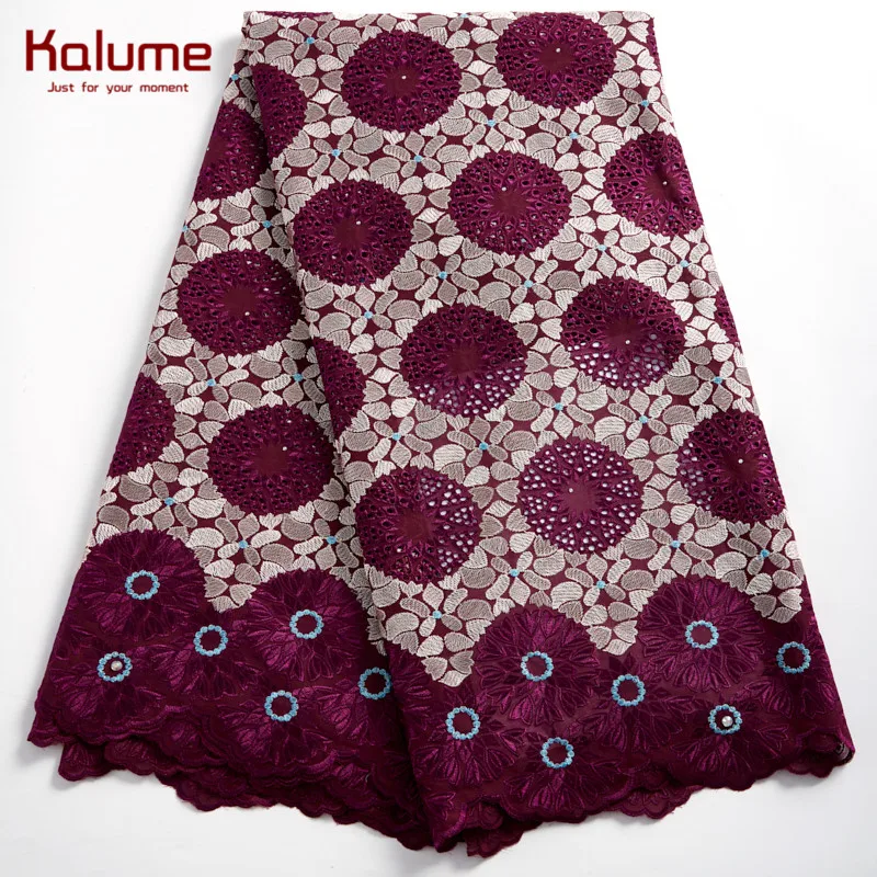 Kalume Fashion African Cotton Lace Fabric 5 Yards Swiss 2021 Nigerian Laces Fabric Lace For Dress Party Wedding Sew Cloth H2373