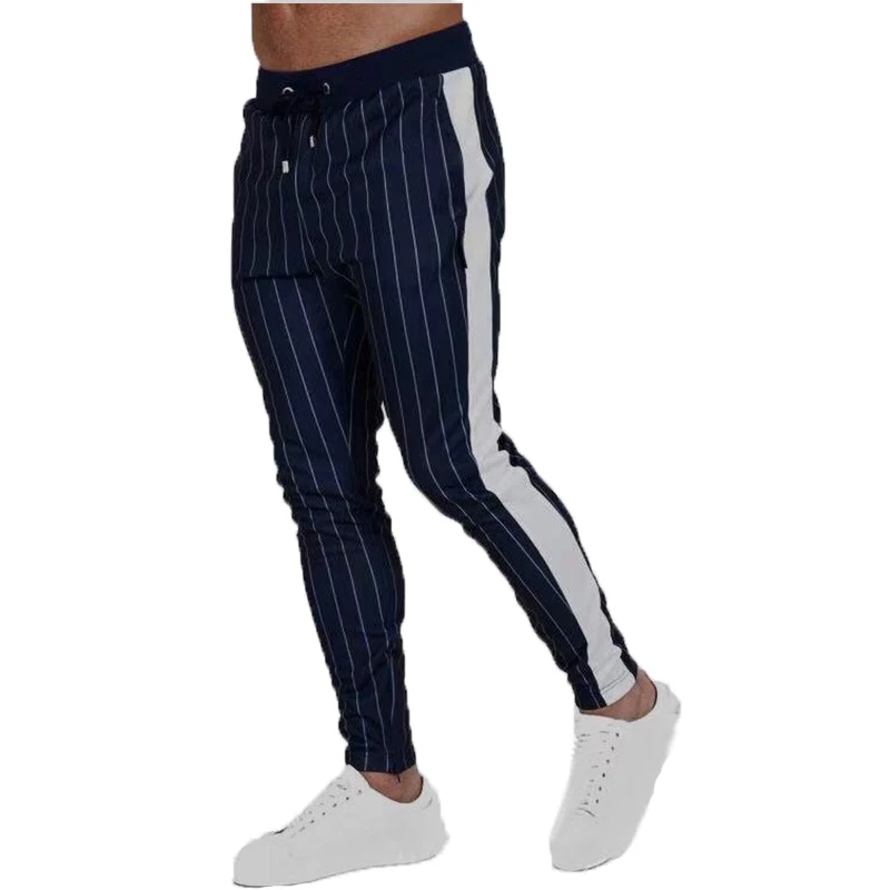 Мужские спортивные брюки в полоску, спортивный костюм для фитнеса, обтягивающие джоггеры, мужские повседневные спортивные штаны, мужские новые модные уличные штаны для бега