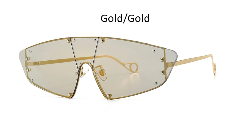 Gold Gold Сексуальные негабаритные солнцезащитные очки для женщин Мода новые роскошные зеркальные очки женские солнцезащитные очки Rihanna женские брендовые Оттенки для мужчин - Цвет линз: Gold Gold