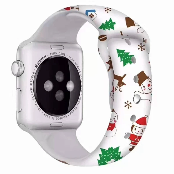 Ремешок для Apple Watch 5 4 3 2 1 Рождественский подарок из силикона с цветочным принтом для IWatch 42 мм 44 мм 40 мм 38 мм - Цвет ремешка: 5