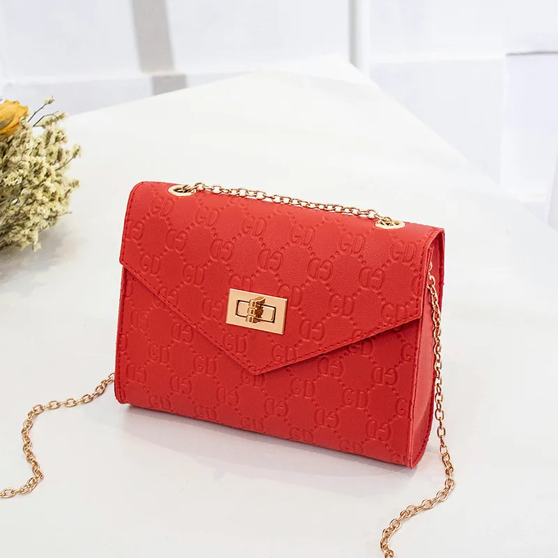 

Women's Printed Chain Square Sling Bag 2019 Summer Korean-style New Products Package Cover Type Lock Shoulder Mobile Phone Bag