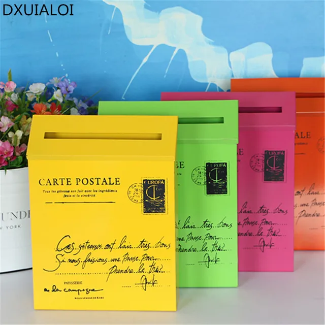 Vintage Metal Mail Box Tin Levél Újság Postafiók Otthoni Dekorációja Vízálló Postaszabdó Zár Doboz Kert Vagy 8 Színek