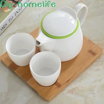 

Nordic Minimalist White with Bamboo Dish Ceramic Coffee Tea Set Hotel Household Bone China Teapot Teapot Kettle Coffee Set