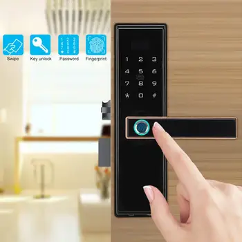 

Smart Fingerprint Password IC Card Apartment Security Door Lever Lock with Mechanical Key