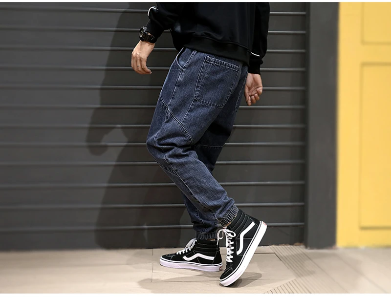 Японская мода, мужские джинсы, высокое качество, свободный крой, брюки-карго, сшитые, дизайнерские, гарем, джинсы, уличная одежда, хип-хоп, джоггеры, джинсы для мужчин