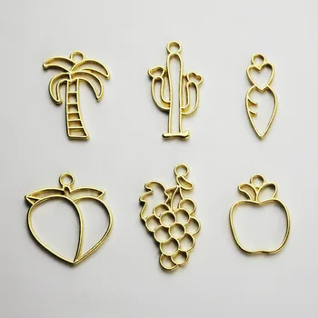 

Kawaii Resin Jewelry DIY Open Bezel Fruit Coconut Tree Cactus Deco Frame for UV Resin Filling Food Charm Jewelry Findings Bezel