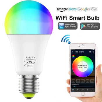 

HOT Smart Home Dimmable 7W WiFi Smart Light Bulb LED Lamp App Operate Alexa Google Assistant Control With Alexa Google Home
