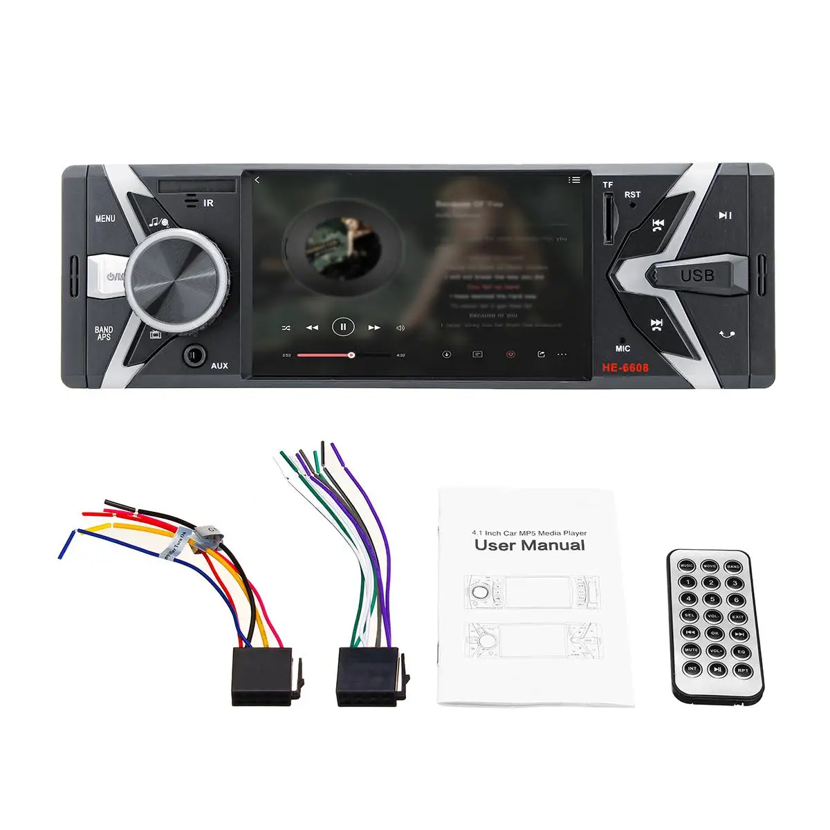 12V MP5 4," Автомобиль Радио стерео цифровой MP5 плеер bluetooth FM Аудио громкой связи bluetooth гарнитура для авто Экран цифровой Дисплей
