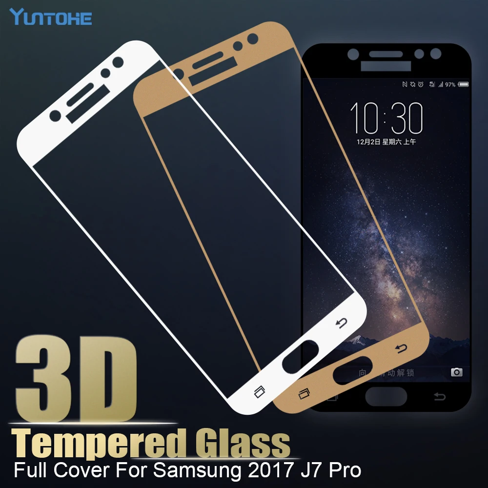 3D Full Cover Tempered Glass For Samsung Galaxy J7 Pro (2017) Screen Protector J730 Film | Мобильные телефоны и