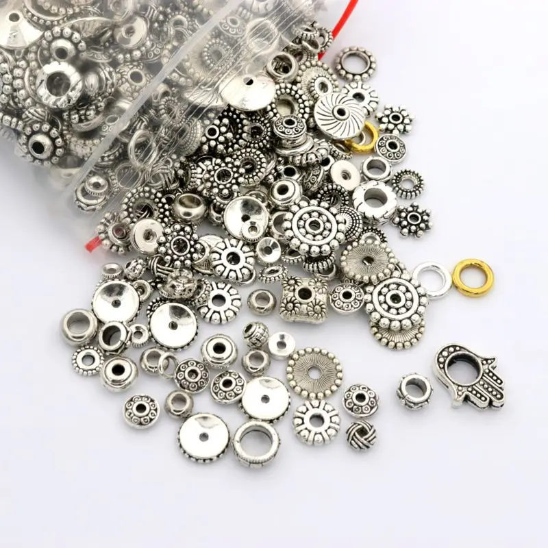 50 100 stücke Mixed Antike Silber Farbe Spacer Lose Metall Perlen Für Schmuck Machen Diy Zubehör Großhandel Suply – Detail 1