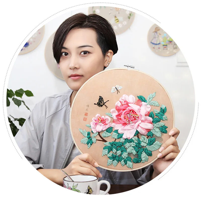 Романтический цветок и бабочка чувств 3d крестиком Набор для вышивания картина с вышивкой лентами модный домашний декор