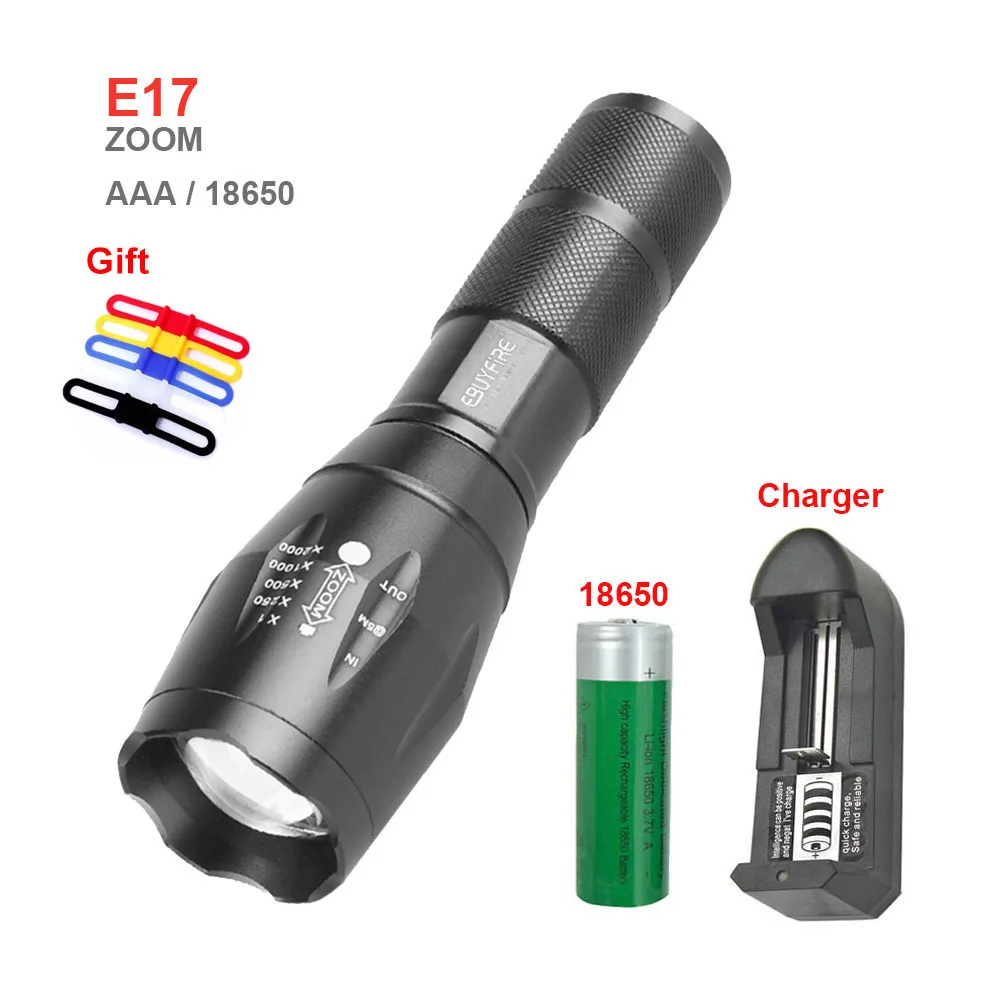 SET B E17x18650 USB флэш-светильник перезаряжаемый XM-L T6 светодиодный 3800lm AAA фонарь светильник 500 м масштабируемый 18650 водонепроницаемый светильник s - Испускаемый цвет: SET B E17x18650