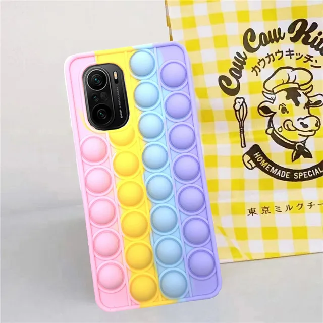For Redmi Note 9 Pro 9S 7 8 Pro Push Pop Bubble Fidget Toy Soft Case for Redmi 9 9T 9C 9A Mi Poco X3 M3 Sensory Stress Reliver Poco F3
