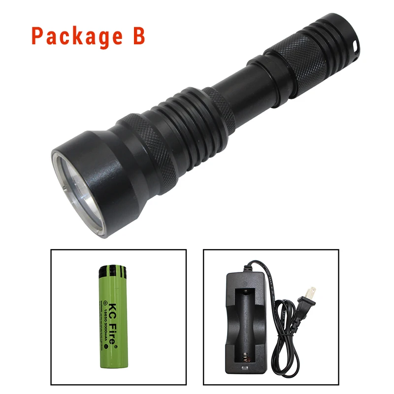Portable LED Diving Flashlight Waterproof xm l2 1200 lumens Torchlight Tactical Dive Light 18650 Battery Powerful Led Flashlight - Испускаемый цвет: Package b