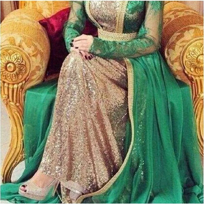 Robe De Soiree, золотые блестки, длинный рукав в арабском стиле, вечернее платье на выпускной, Vestido Longo, реальные фотографии, платья для матери невесты