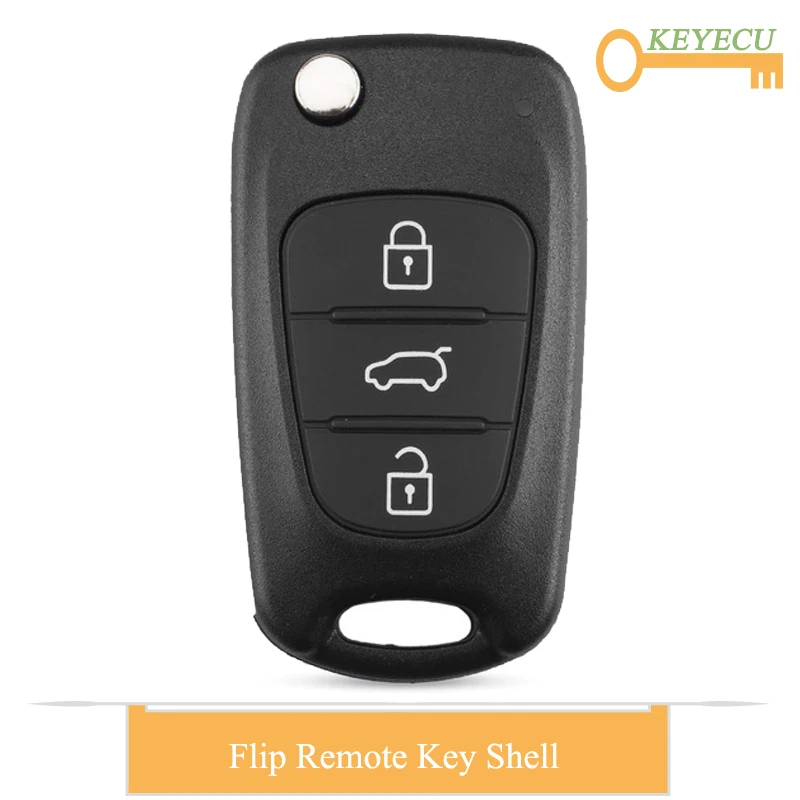 

KEYECU Flip Folding Remote Control Car Key Shell Case Housing Cover for Kia K2 K5 Sportage, Replacement Fob 3 Buttons