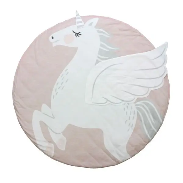unicorn Мультяшный детский игровой коврик, коврик для детей, для новорожденных, для ползания, одеяло, хлопок, круглый пол, ковер, коврик для детской комнаты, Декор - Цвет: unicorn