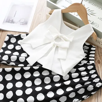 

2020 Summer Baby Girls Sets Bow Halter Top + Loose Polka Dot Casual Pants