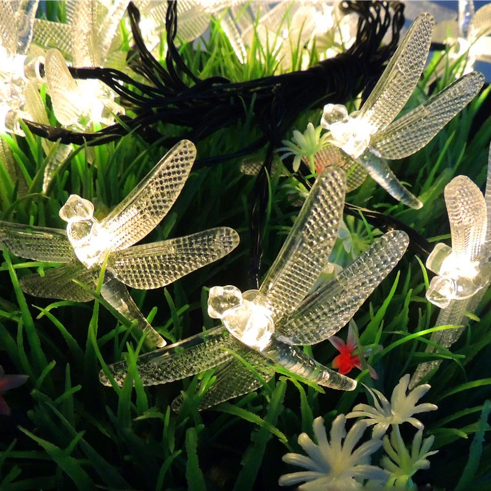 5M IP65 Waterproof Garden Christmas Party decoration Outdoor Solar Led String light 20 dragonfly solar panel strip | Лампы и освещение