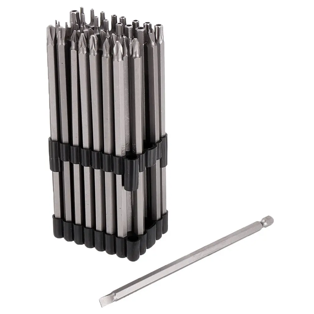 

32pcs Extra Long 150mm Screwdriver Bit Set Security 1/4 Inch Hex Shank Tamperproof Torx Hex Spanner Torq Bits Tool