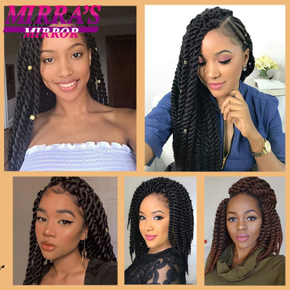 Senegalese Twist Crochet Braiding Hair Havana Twist Crochet Braids 12/18/22 Inch Synthetic Hair Extensions Mirra's Mirror 6