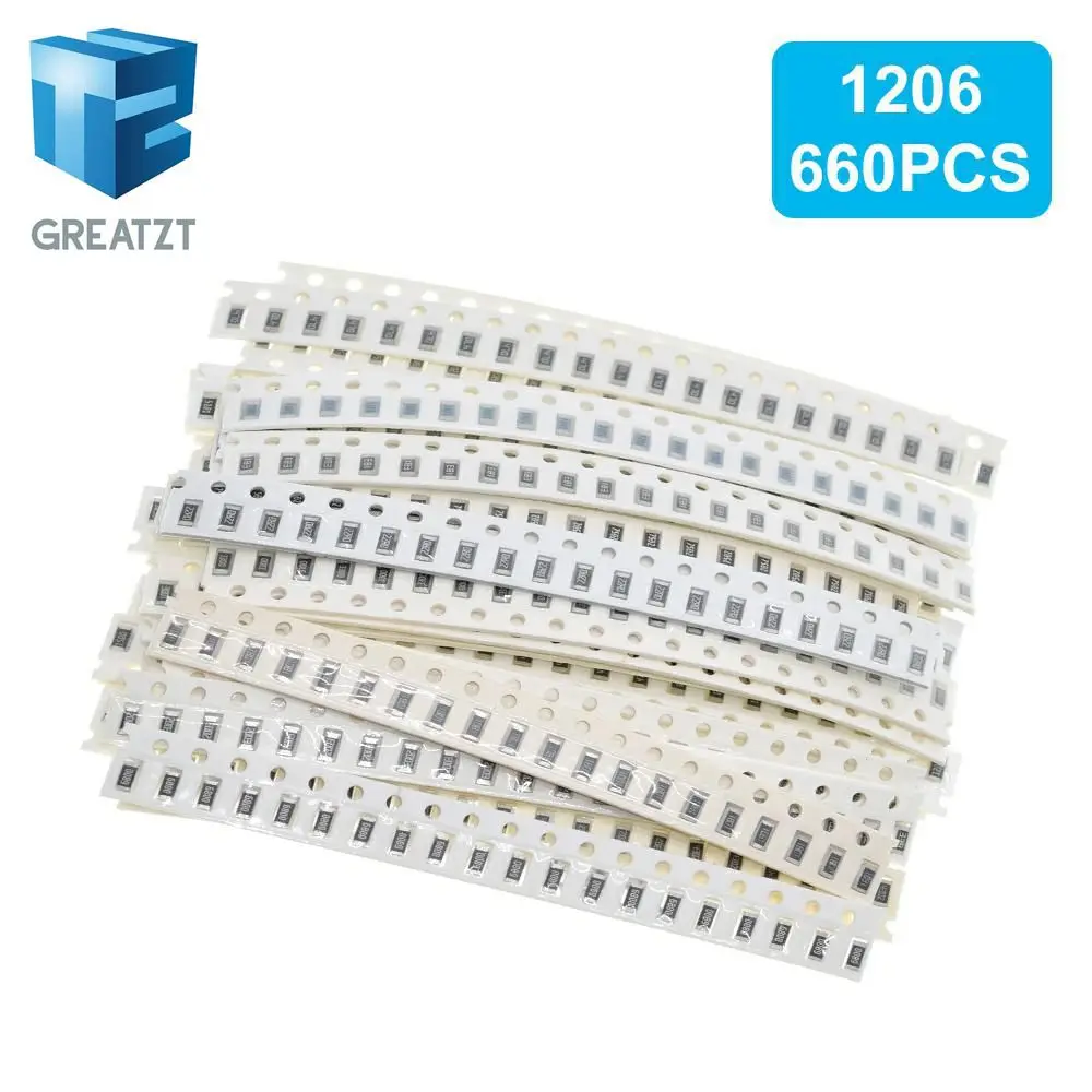 Набор резисторов GREATZT 0603 0805 1206 SMD разные комплекты 1 Ом 1М 1% 33 значения 20 шт. = 660