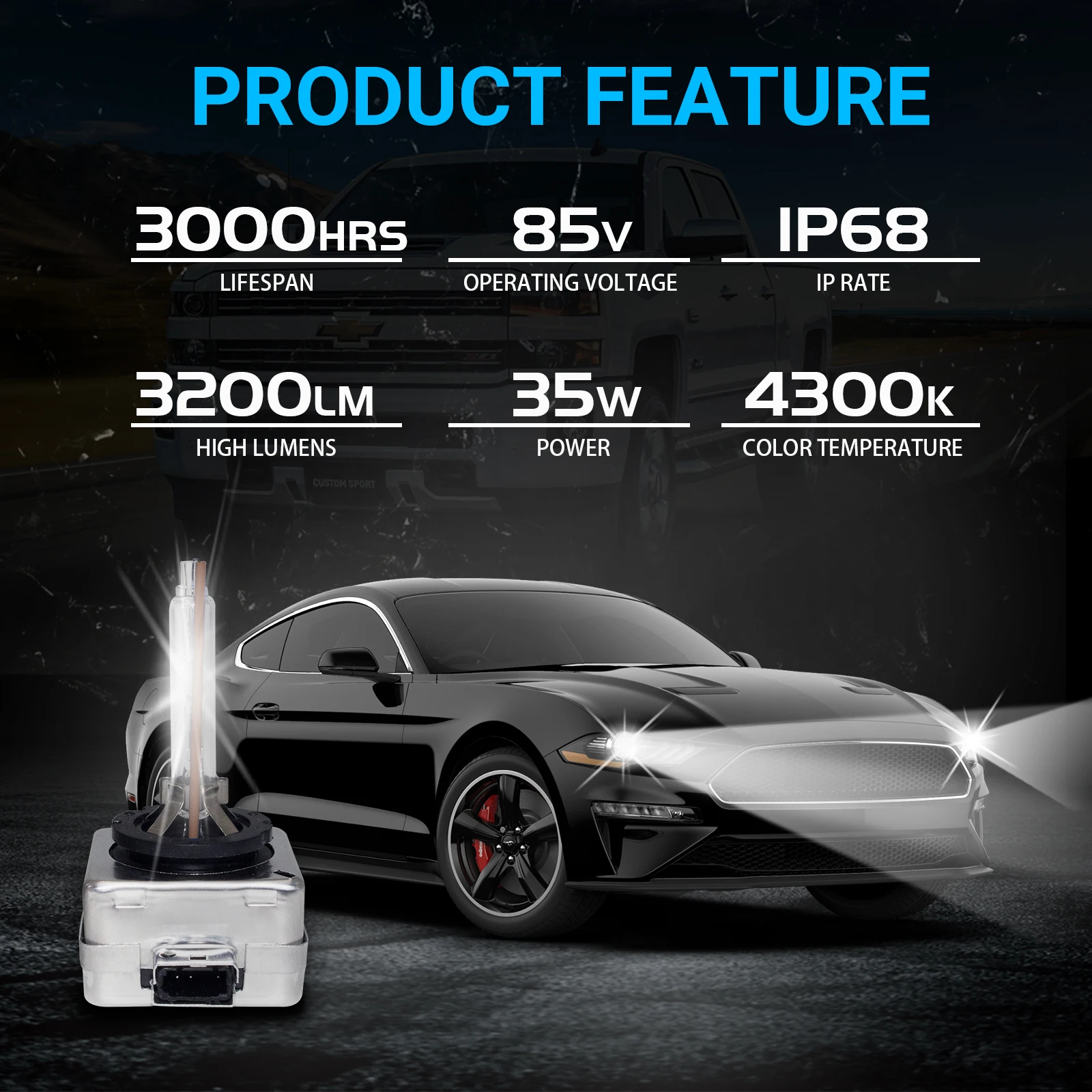 2 шт автомобильные ксеноновые фары D3S HID лампы 4300 K, 6000 K, 8000k